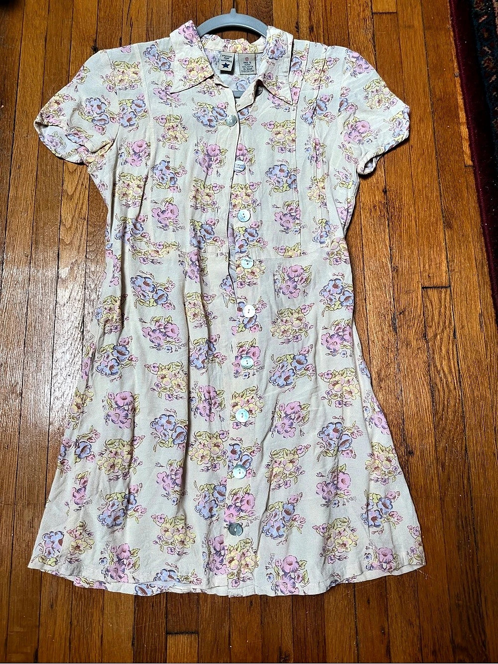 American Eagle Outfitters Floral Collared Mini Dress Pink & Cream Medium
